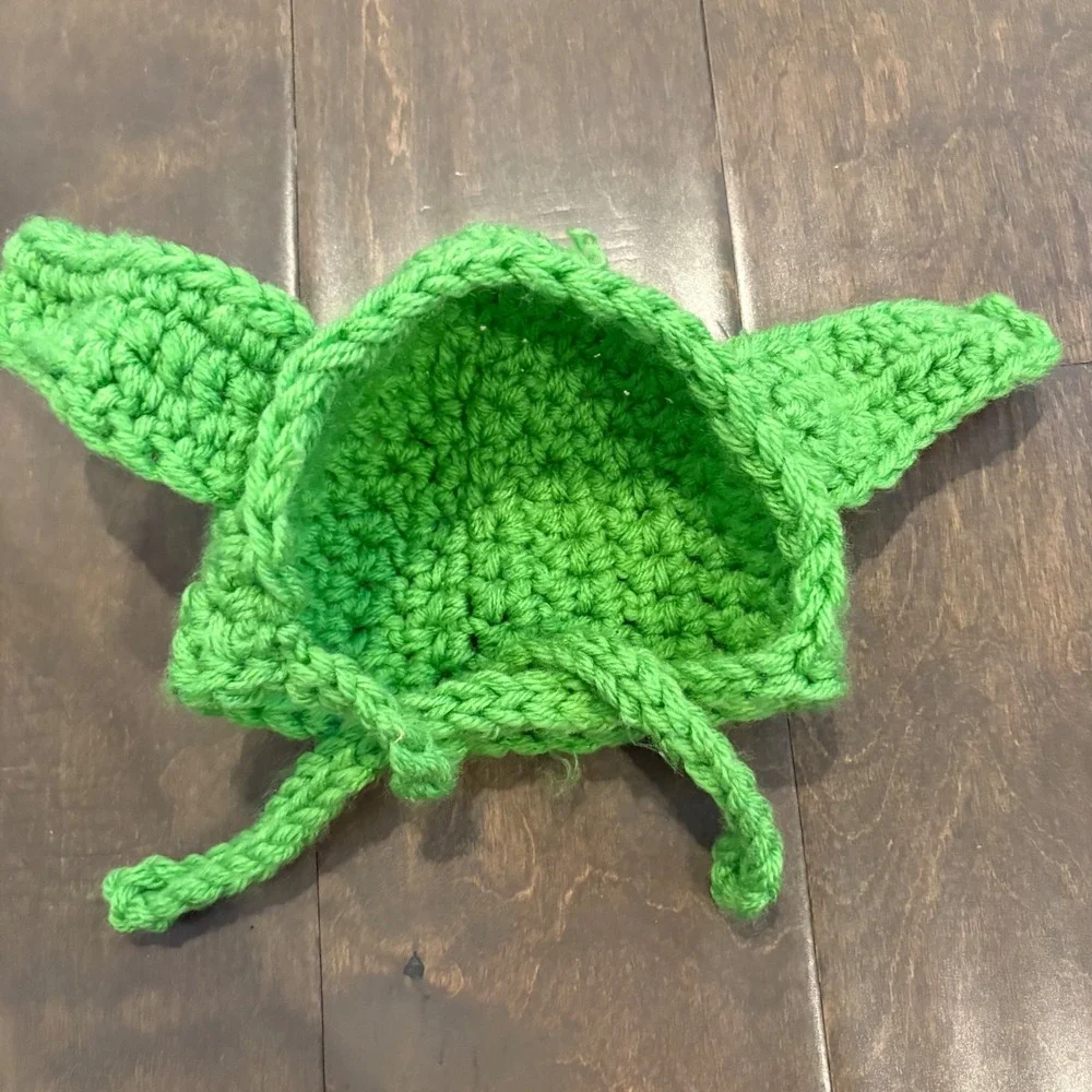 Handmade Crochet Yoda Pet Hat Green Dog Cat Costume Star Wars Inspired